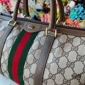GUCCI Classic Vintage Ophidia Web Stripe GG Boston Bag